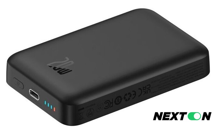 Внешний аккумулятор Baseus Magnetic Mini Air Wireless Fast Charge Power Bank 20W 10000mAh (черный) - Изображение №7 — Интернет-магазин Nexton