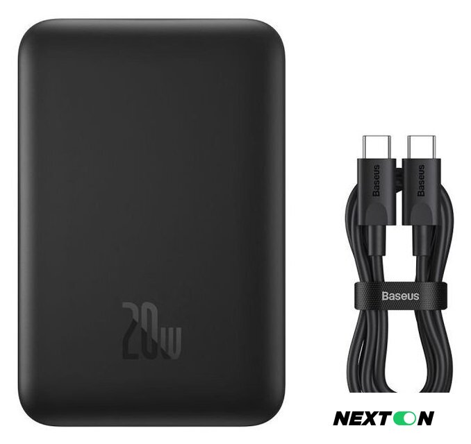 Внешний аккумулятор Baseus Magnetic Mini Air Wireless Fast Charge Power Bank 20W 10000mAh (черный) - Изображение №9 — Интернет-магазин Nexton
