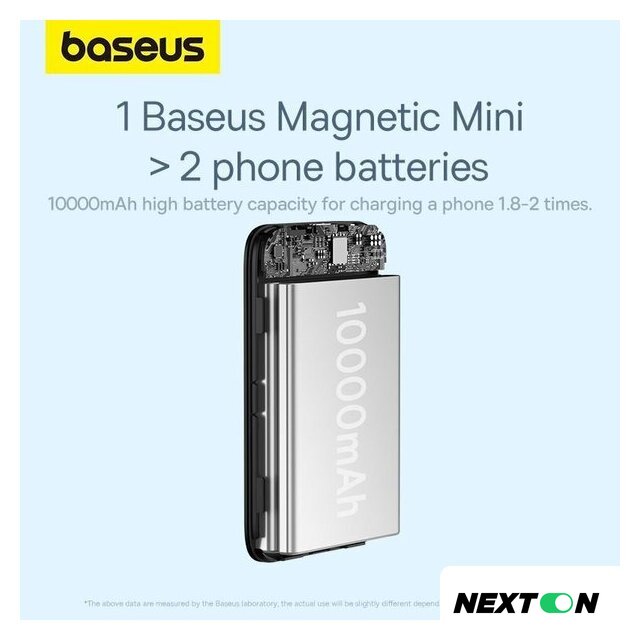 Внешний аккумулятор Baseus Magnetic Mini Air Wireless Fast Charge Power Bank 20W 10000mAh (черный) - Изображение №15 — Интернет-магазин Nexton