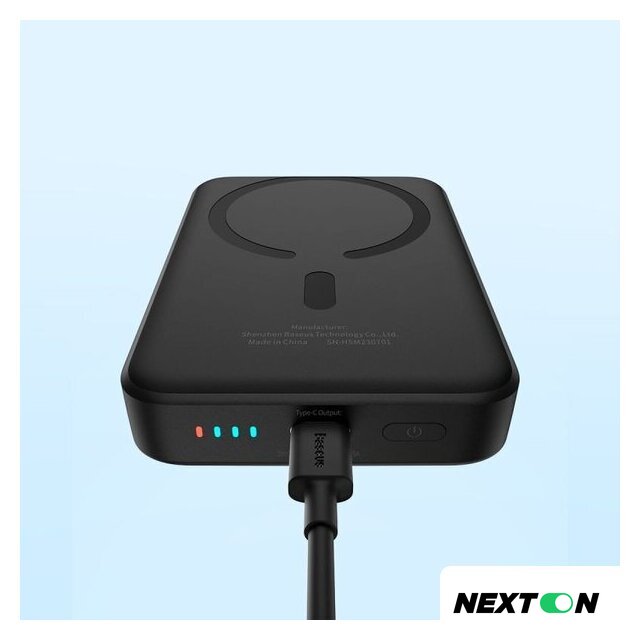 Внешний аккумулятор Baseus Magnetic Mini Air Wireless Fast Charge Power Bank 20W 10000mAh (черный) - Изображение №17 — Интернет-магазин Nexton