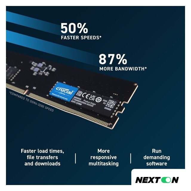 Оперативная память Crucial 8ГБ DDR5 5600 МГц CT8G56C46U5 - Изображение №3 — Интернет-магазин Nexton