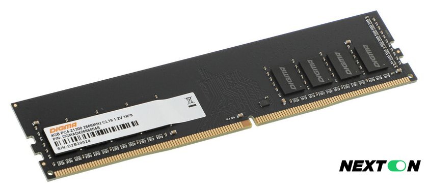 Оперативная память Digma 4ГБ DDR4 2666 МГц DGMAD42666004S - Изображение №1 — Интернет-магазин Nexton