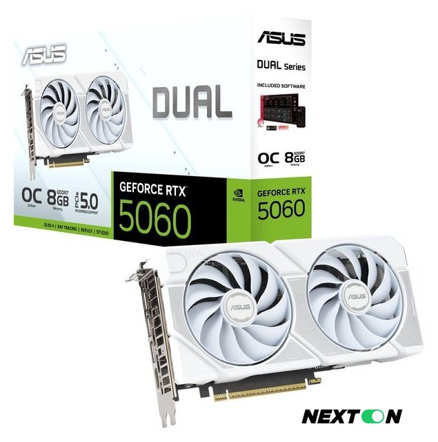 Видеокарта ASUS Dual GeForce RTX 5060 8GB GDDR7 White OC Edition DUAL-RTX5060-O8G-WHITE - Изображение №12 — Интернет-магазин Nexton