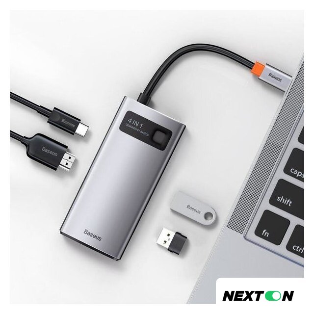 Док-станция Baseus Metal Gleam Series 4 in 1 Multifunctional Type-C CAHUB-CY0G - Изображение №7 — Интернет-магазин Nexton