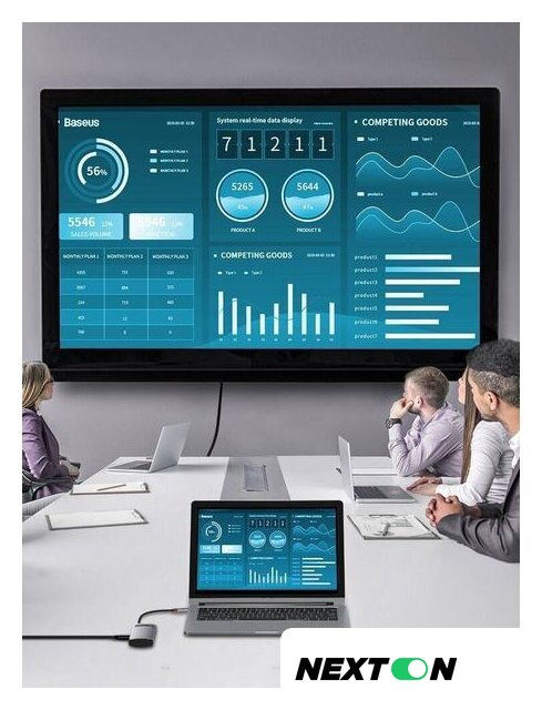 Док-станция Baseus Metal Gleam Series 4 in 1 Multifunctional Type-C CAHUB-CY0G - Изображение №12 — Интернет-магазин Nexton