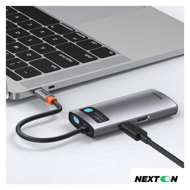Док-станция Baseus Metal Gleam Series 4 in 1 Multifunctional Type-C CAHUB-CY0G - Изображение №9 — Интернет-магазин Nexton