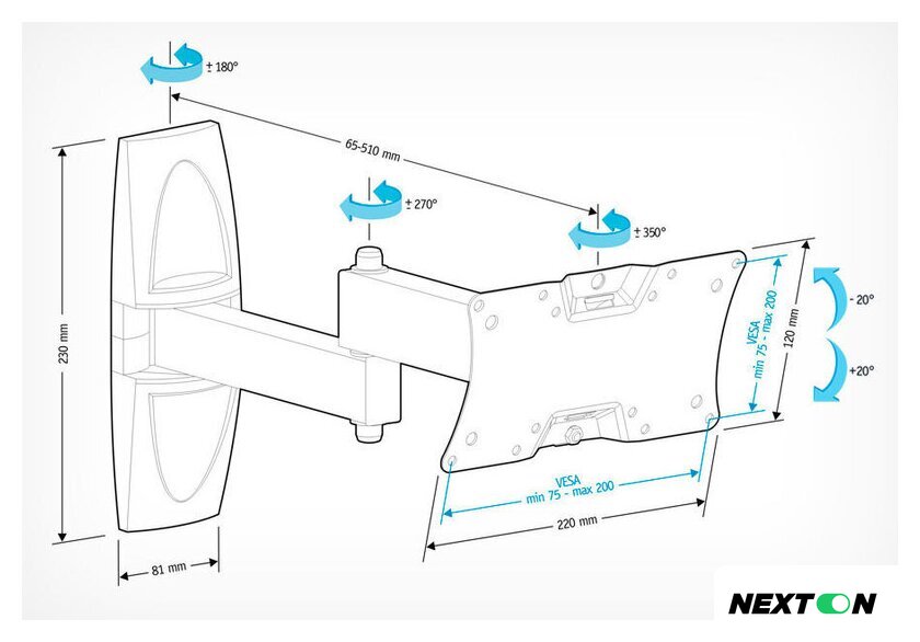 Кронштейн для телевизора Holder LCDS-5064 (белый) - Изображение №2 — Интернет-магазин Nexton