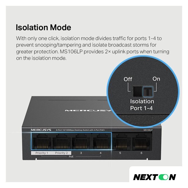 Неуправляемый коммутатор Mercusys MS106LP - Изображение №7 — Интернет-магазин Nexton