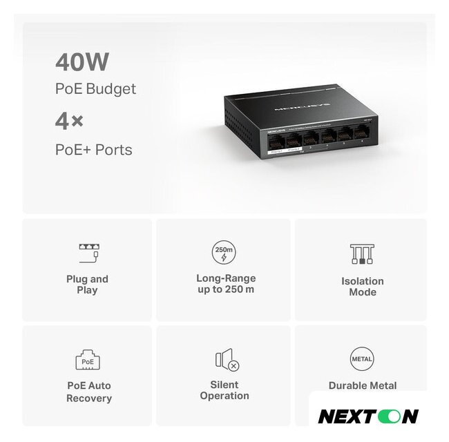 Неуправляемый коммутатор Mercusys MS106LP - Изображение №4 — Интернет-магазин Nexton