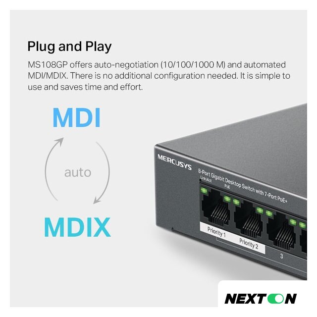 Неуправляемый коммутатор Mercusys MS108GP - Изображение №9 — Интернет-магазин Nexton