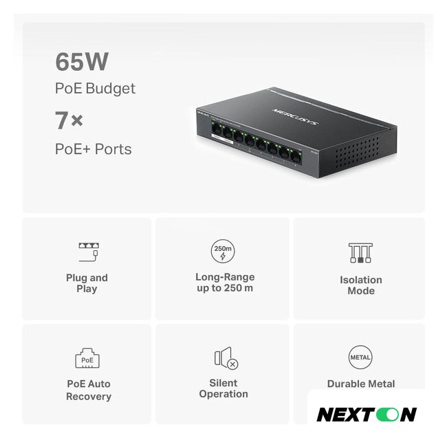 Неуправляемый коммутатор Mercusys MS108GP - Изображение №4 — Интернет-магазин Nexton
