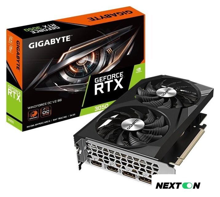 Видеокарта Gigabyte GeForce RTX 3050 Windforce OC V2 8G GV-N3050WF2OCV2-8GD - Изображение №2 — Интернет-магазин Nexton