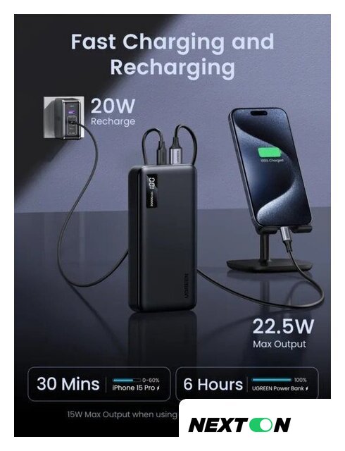 Внешний аккумулятор Ugreen PB312 20000mAh (черный) - Изображение №10 — Интернет-магазин Nexton