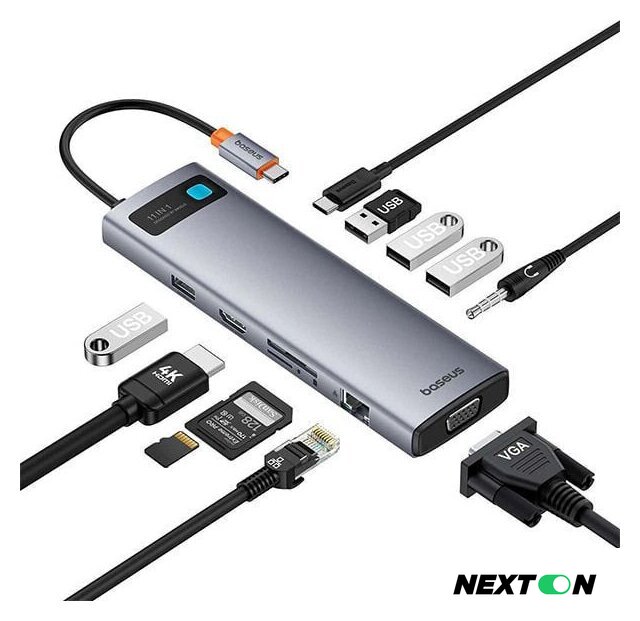 Док-станция Baseus Metal Gleam Series 11-Port Hub B00030709811-00 - Изображение №4 — Интернет-магазин Nexton