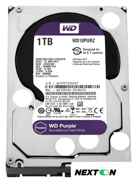 Жесткий диск WD Purple 1TB [WD10PURZ] - Изображение №1 — Интернет-магазин Nexton