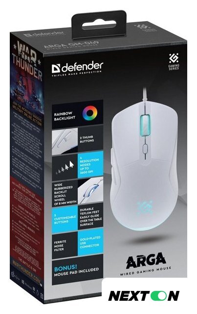 Игровая мышь Defender Arga GM-049 (белый) - Изображение №7 — Интернет-магазин Nexton