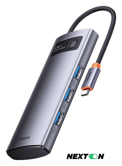 USB-хаб Baseus Metal Gleam Series 4-Port USB-A Hub WKWG070013 - Изображение №1 — Интернет-магазин Nexton