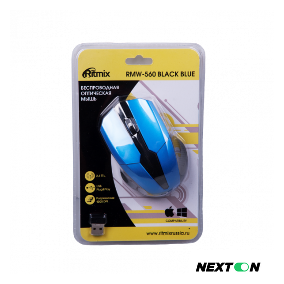 Мышь Ritmix RMW-560 (черный/синий) - Изображение №4 — Интернет-магазин Nexton