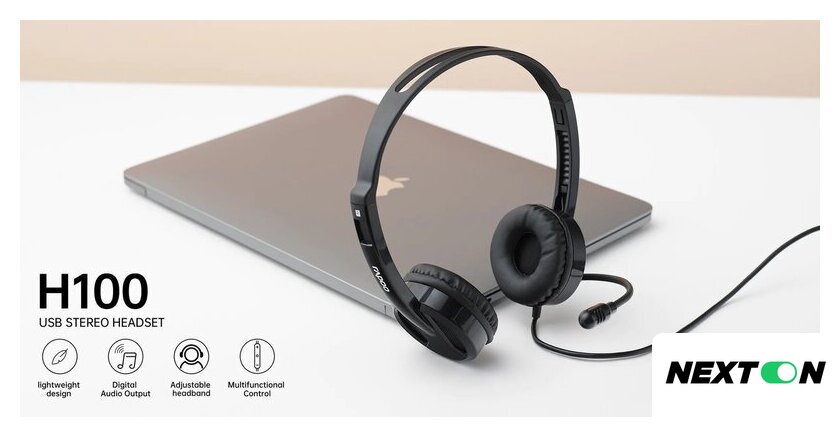 Офисная гарнитура Rapoo H100 (черный) - Изображение №8 — Интернет-магазин Nexton