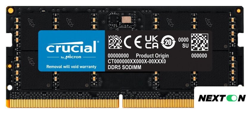 Оперативная память Crucial 16ГБ DDR5 SODIMM 5600МГц CT16G56C46S5 - Изображение №1 — Интернет-магазин Nexton