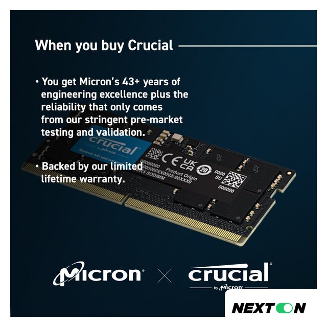 Оперативная память Crucial 16ГБ DDR5 SODIMM 5600МГц CT16G56C46S5 - Изображение №3 — Интернет-магазин Nexton