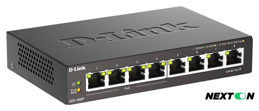 Неуправляемый коммутатор D-Link DGS-1008P/F3A - Изображение №2 — Интернет-магазин Nexton