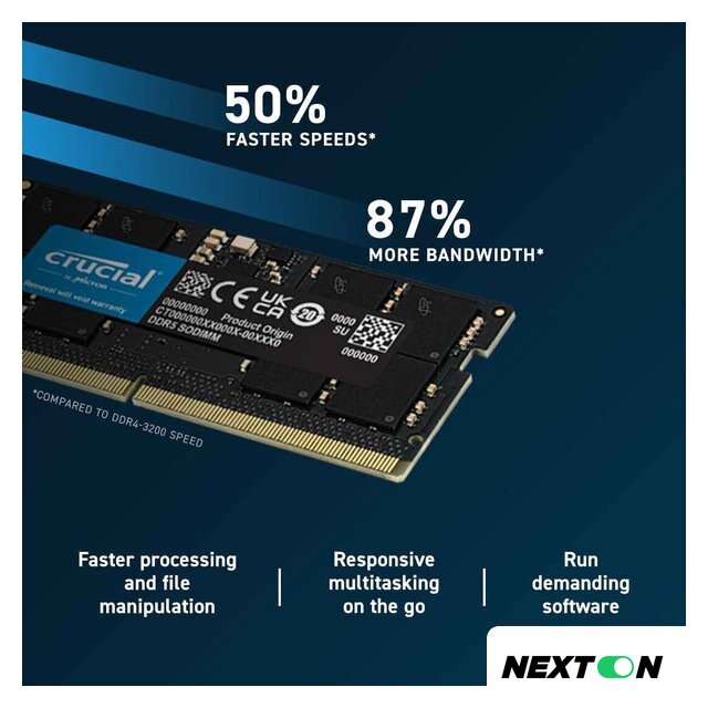 Оперативная память Crucial 16ГБ DDR5 SODIMM 4800МГц CB16GS4800 - Изображение №4 — Интернет-магазин Nexton