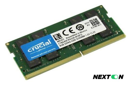 Оперативная память Crucial 8GB DDR4 SODIMM PC4-25600 CT8G4SFRA32A - Изображение №2 — Интернет-магазин Nexton