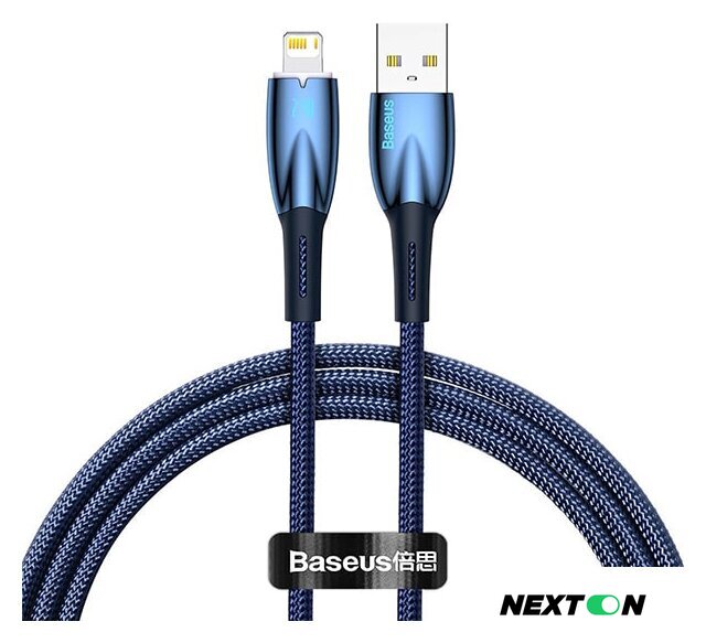 Кабель Baseus Glimmer Series Fast Charging Data Cable USB Type-A - Lightning 2.4A CADH000303 (2 м, синий) - Изображение №1 — Интернет-магазин Nexton