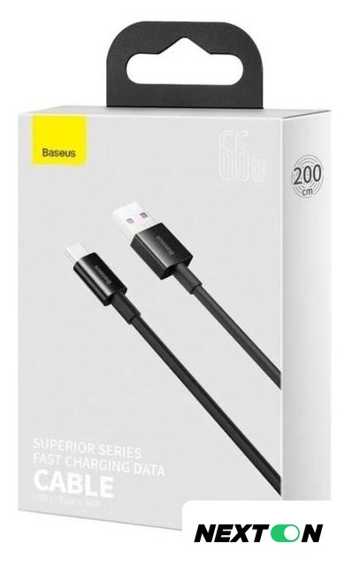 Кабель Baseus CATYS-A01 USB Type-A - USB Type-C (2 м, черный) - Изображение №5 — Интернет-магазин Nexton