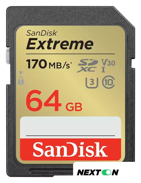 Карта памяти SanDisk Extreme SDXC SDSDXV2-064G-GNCIN 64GB - Изображение №1 — Интернет-магазин Nexton