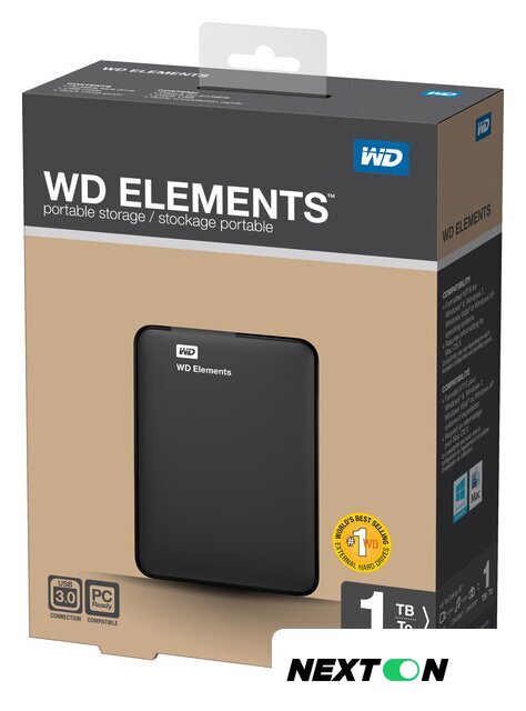 Внешний накопитель WD Elements Portable 1TB (WDBUZG0010BBK) - Изображение №8 — Интернет-магазин Nexton