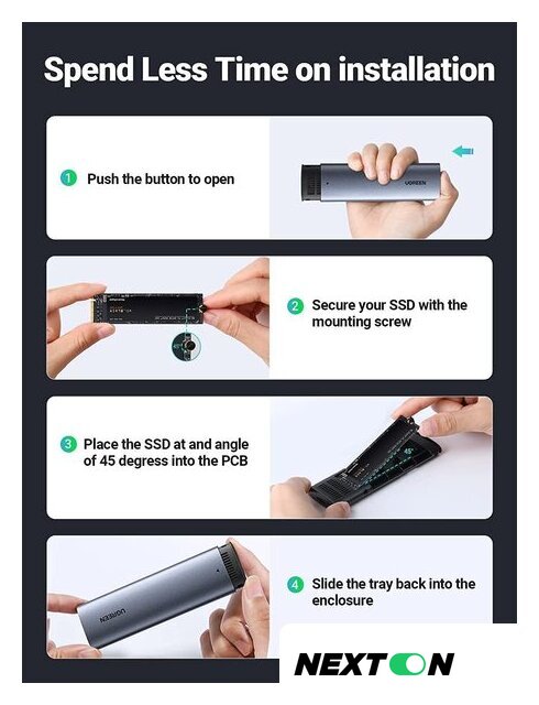 Бокс для накопителей M.2 Ugreen CM400 90264 - Изображение №3 — Интернет-магазин Nexton