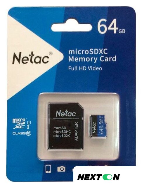 Карта памяти Netac P500 Standard 64GB NT02P500STN-064G-R + адаптер - Изображение №2 — Интернет-магазин Nexton