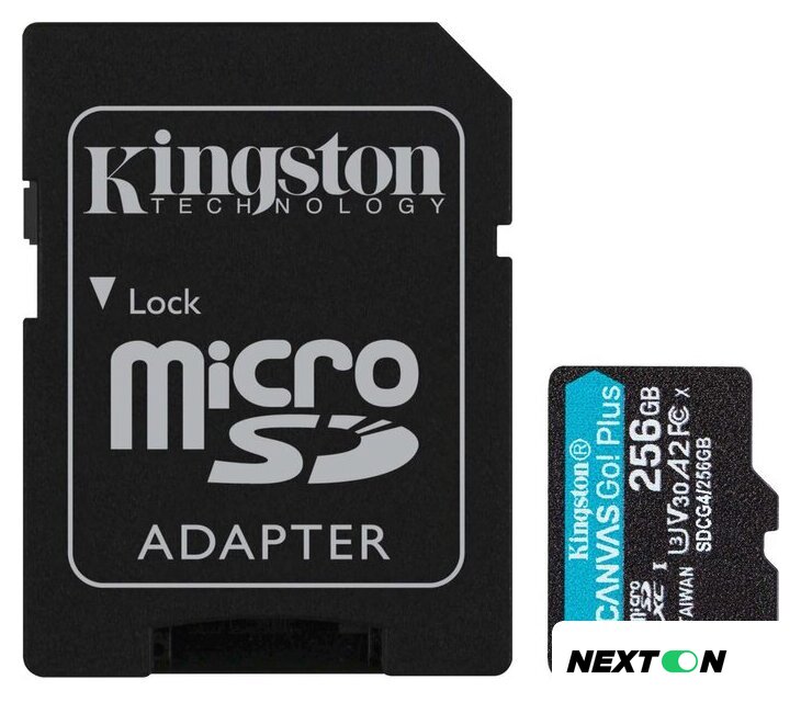 Карта памяти Kingston Canvas Go! microSDXC 256GB SDCG4/256GB (с адаптером) - Изображение №1 — Интернет-магазин Nexton