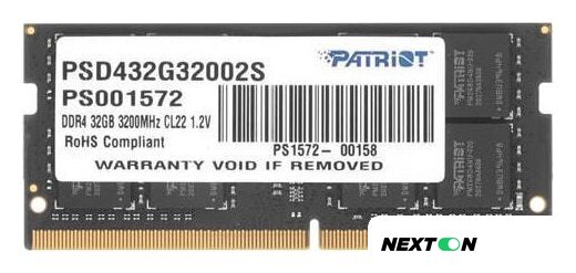 Оперативная память Patriot Signature Line 32GB DDR4 SODIMM PSD432G32002S - Изображение №1 — Интернет-магазин Nexton