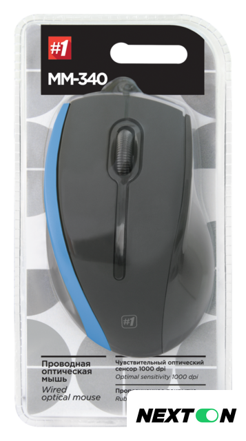 Мышь Defender #1 MM-340 (черный/синий) - Изображение №3 — Интернет-магазин Nexton