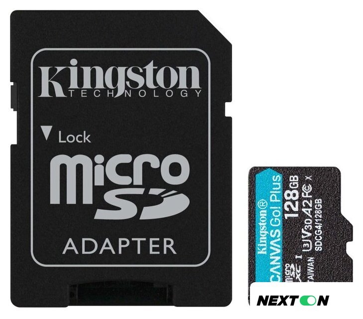 Карта памяти Kingston Canvas Go! microSDXC 128GB SDCG4/128GB (с адаптером) - Изображение №1 — Интернет-магазин Nexton