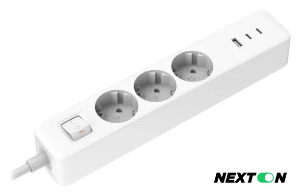 Удлинитель Xiaomi Mi Power Strip 20W 2C1A XMCXB01EU (USB Type-A + 2 USB Type-C, белый, международная версия) - Изображение №1 — Интернет-магазин Nexton