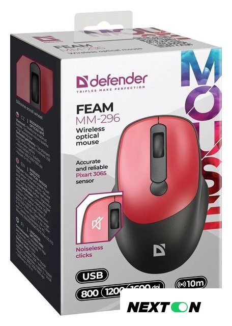 Мышь Defender Feam MM-296 (черный/красный) - Изображение №2 — Интернет-магазин Nexton