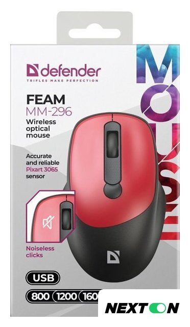 Мышь Defender Feam MM-296 (черный/красный) - Изображение №3 — Интернет-магазин Nexton