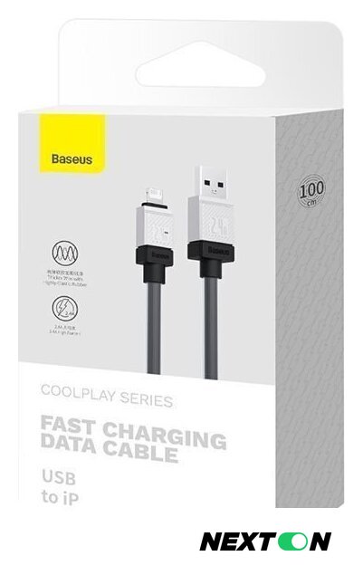 Кабель Baseus CoolPlay Series USB Type-A - Lightning (1 м, черный) - Изображение №11 — Интернет-магазин Nexton