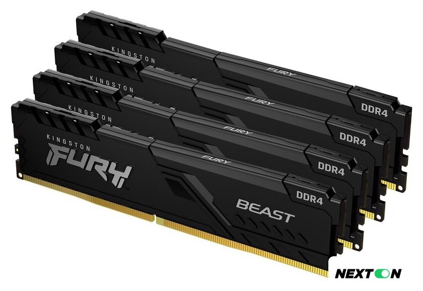 Оперативная память Kingston FURY Beast 4x16GB DDR4 PC4-25600 KF432C16BB1K4/64 - Изображение №1 — Интернет-магазин Nexton