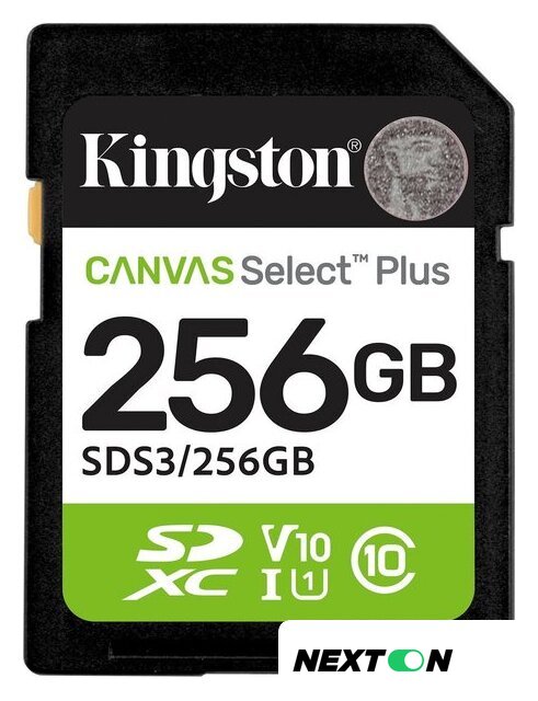 Карта памяти Kingston Canvas Select Plus SDXC 256GB SDS3/256GB - Изображение №1 — Интернет-магазин Nexton