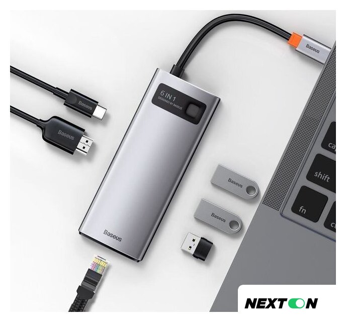 Док-станция Baseus Metal Gleam Series 6-in-1 Multifunctional USB Type C CAHUB-CW0G - Изображение №10 — Интернет-магазин Nexton