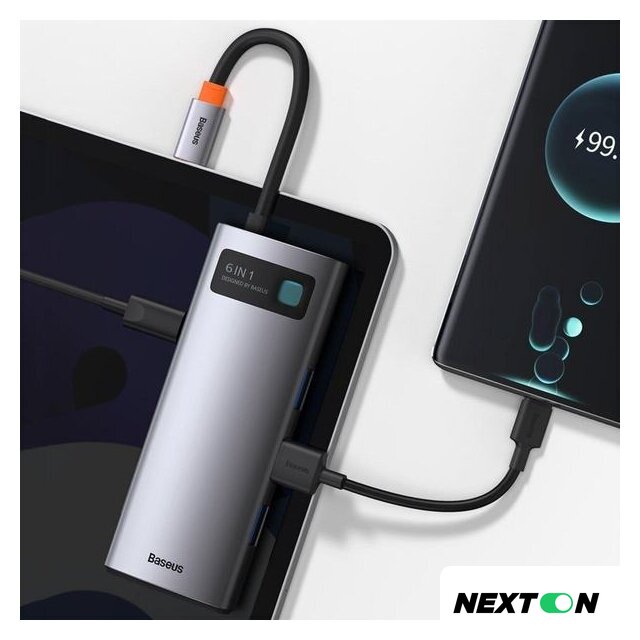 Док-станция Baseus Metal Gleam Series 6-in-1 Multifunctional USB Type C CAHUB-CW0G - Изображение №11 — Интернет-магазин Nexton