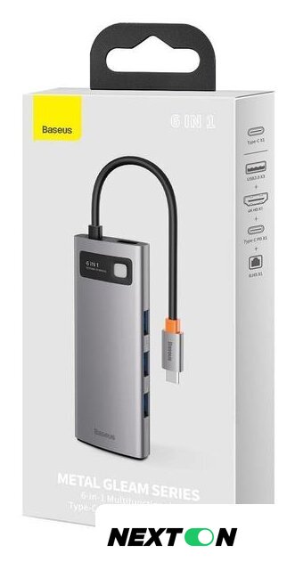 Док-станция Baseus Metal Gleam Series 6-in-1 Multifunctional USB Type C CAHUB-CW0G - Изображение №7 — Интернет-магазин Nexton