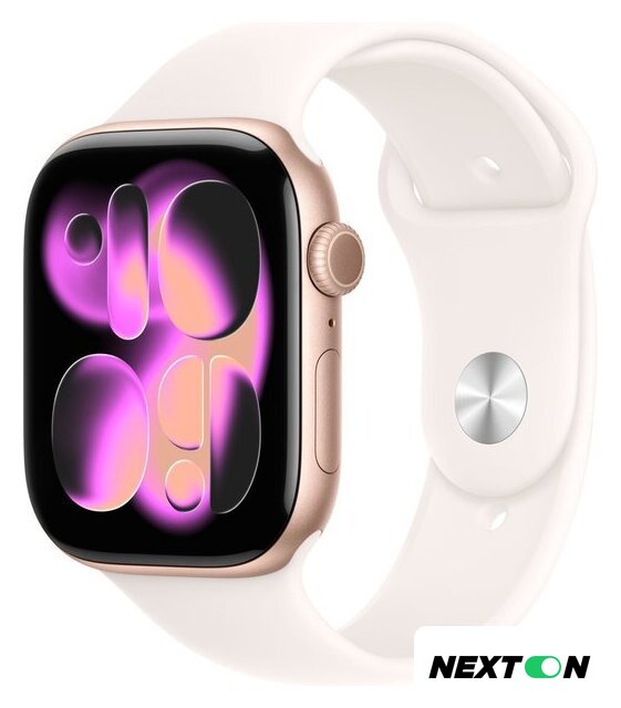 Умные часы Apple Watch Series 11 46 мм (алюминиевый корпус, розовое золото/легкие румяна, спортивный силиконовый ремешок M/L) - Изображение №1 — Интернет-магазин Nexton