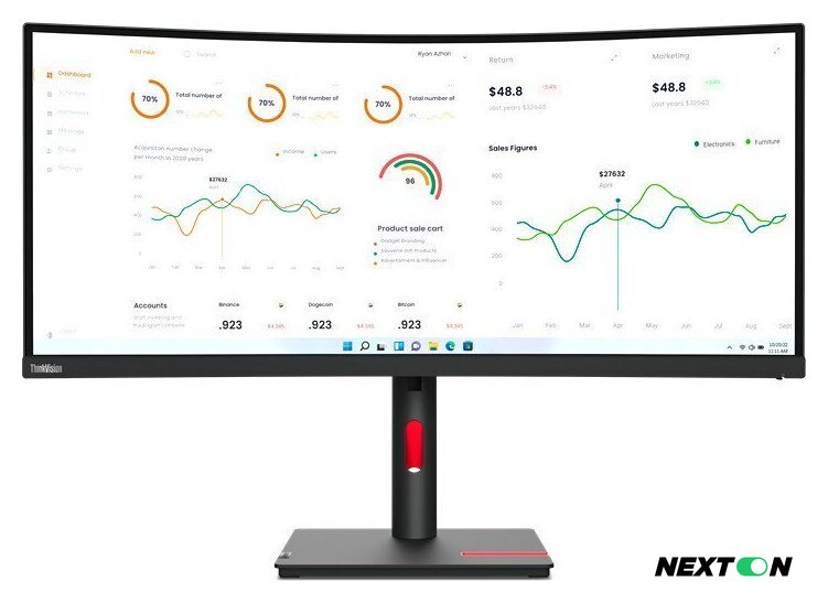 Монитор Lenovo ThinkVision T34w-30 63D4GAT1EU - Изображение №1 — Интернет-магазин Nexton