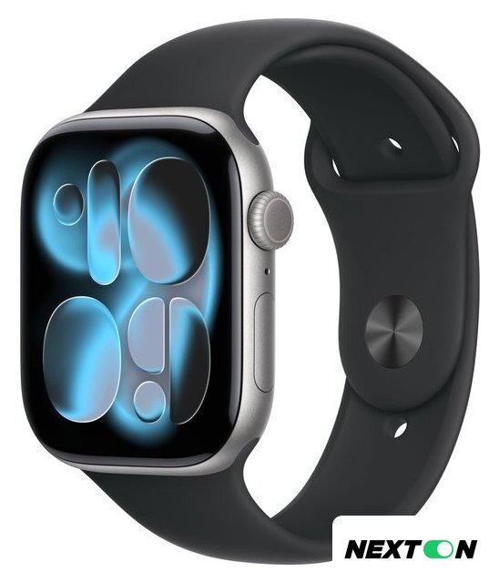 Умные часы Apple Watch Series 11 46 мм (алюминиевый корпус, космический серый/черный, спортивный силиконовый ремешок M/L) - Изображение №1 — Интернет-магазин Nexton